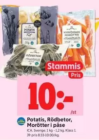 Potatis, Rödbeta, Morötter i påse
