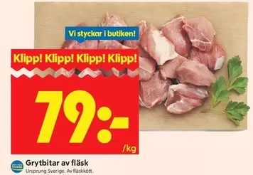 Grytbitar av fläsk
