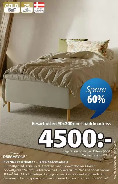 Resårbotten 90x200 cm + bäddmadrass