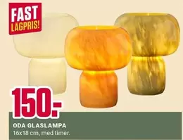 ODA GLASLAMPA 16x18 cm, med timer