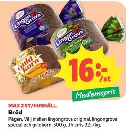 Pågen - LingonGrovA / Guld Korn Bröd