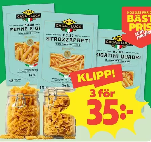 Zeta - PENNE RIGATE NO. 46, STROZZAPRETI NO. 27, RIGATINI QUADRI NO. 89