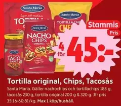 Santa Maria - Tortilla original, Chips, Tacosås