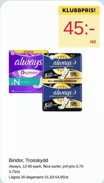 Always - Bindor, Trosskydd