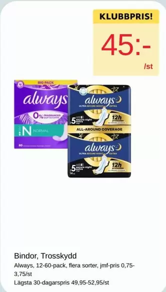 Always - Bindor, Trosskydd