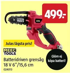 Meec Tools - Batteridriven grensåg 18 V 6"/15,6 cm 024013
