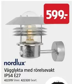 Vägglykta med rörelsevakt IP54 E27