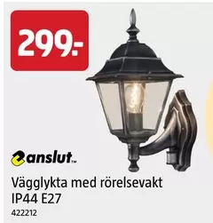 Vägglykta med rörelsevakt IP44 E27 422212