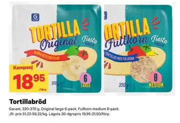 Garant - Tortillabröd Original, Tortillabröd Fullkorn