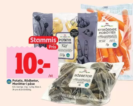 Potatis, Rödbeta, Morötter