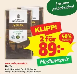 Arvid Nordquist - Classic Mellanrost Kaffe