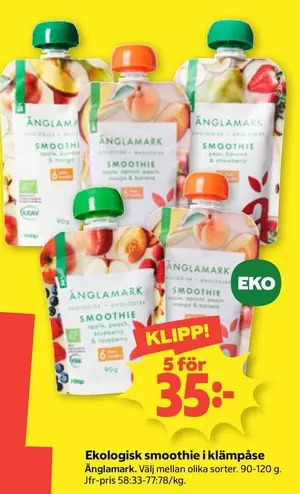 Änglamark - Ekologisk smoothie i klämpåse