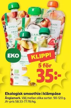 Änglamark - Ekologisk smoothie i klämpåse