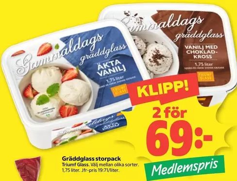 Triumf glass - Gräddglass storpack
