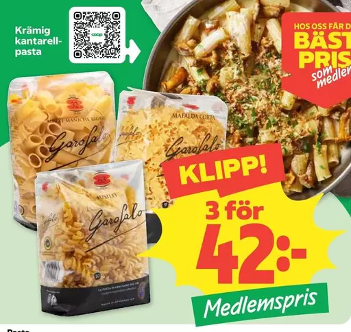 Krämig kantarellpasta
