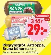 Risgrynsgröt, Ärtsoppa, Bruna bönor