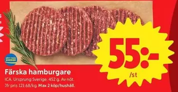 Färska hamburgare