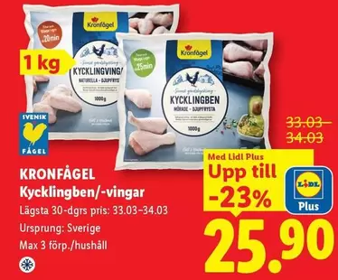 Kronfågel - Kycklingben/-vingar