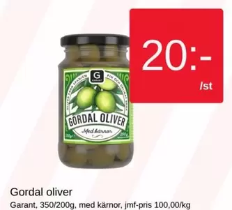 Garant - Gordal oliver med kärnor