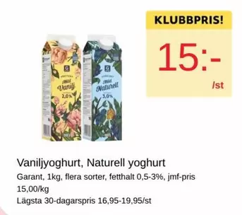 Garant - Vanilj- och Naturell yoghurt