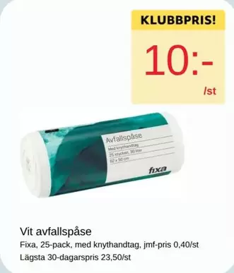 Fixa - Vit avfallspåse