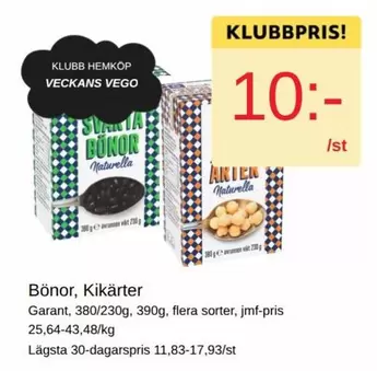 Garant - Bönor, Kikärter