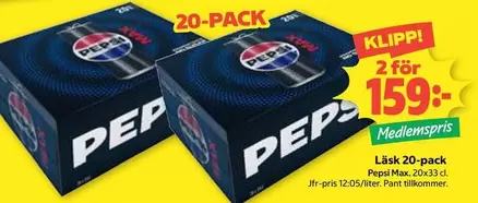 Pepsi - L ilde{a}sk 20-pack