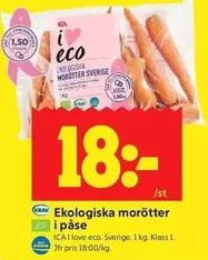 Ekologiska morötter i påse