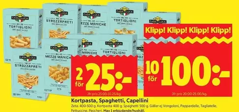 Zeta - Kortpasta, Spaghetti, Capellini