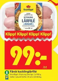 Kronfågel - Kycklinglårfilé Naturell