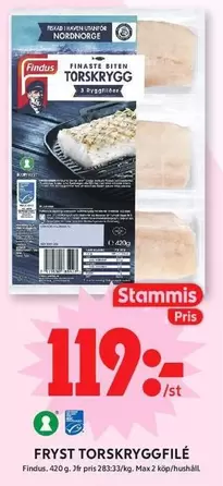 Findus - Fryst Torskryggfilé