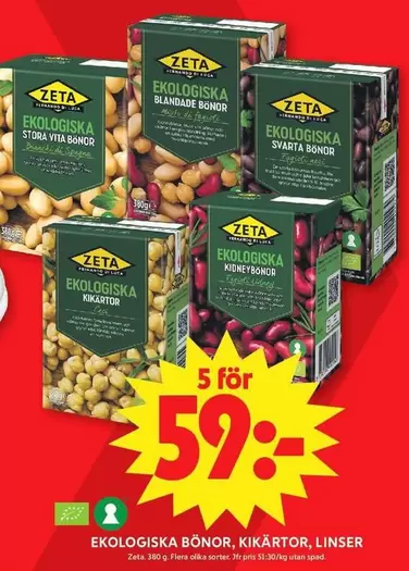 Zeta - EKOLOGISKA BÖNOR, KIKÄRTER, LINSER