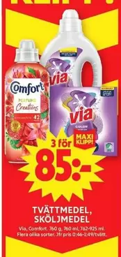 Comfort - Tvättmedel, Sköljmedel