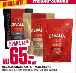 gevalia - SNABBKOFFE - MAX 3/KUND