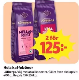 Hela kaffebönor