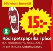 Röd spetspaprika i påse