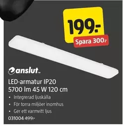 LED-armatur IP20 5700 lm 45 W 120 cm