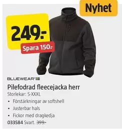 Bluewear - Pilefodrad fleecejacka herr 033584