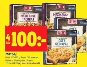 Felix - Mexikansk Tacopaj & Ost & Skinkpaj