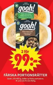 Gooh - TORTELIONI MED RICOTTA / KÖTTBULLAR