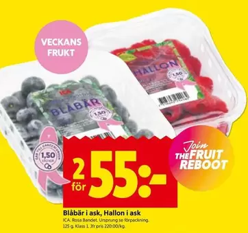 Blåbär i ask, Hallon i ask