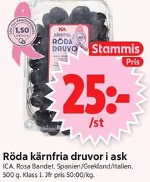 Röda kärnfria druvor