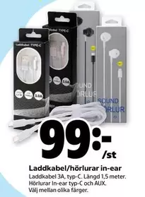 Laddkabel/hörlurar in-ear
