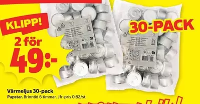 Papstar - Värmeljus 30-pack