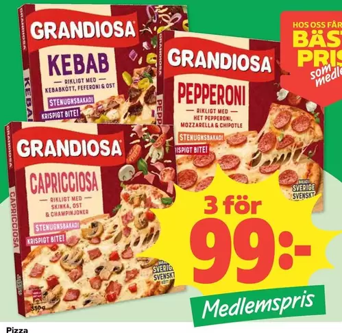 Grandiosa - Kebab, Pepperoni, Capricciosa