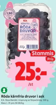 Röda kärnfria druvor