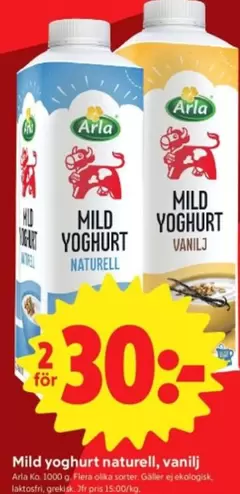 Arla - Mild Yoghurt Naturell, Vanilj