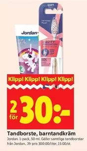 jordan - Tandborste, barntandkräm
