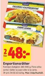 Delicato - Italienska Kalvfärsbiffar, Karins Lasagne