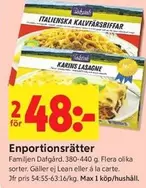 Dafgård - Italienska Kalvfärsbiffar, Karins Lasagne